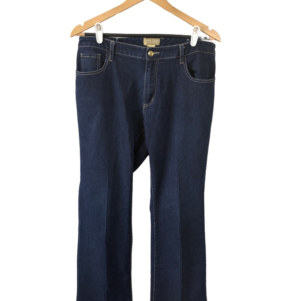 Miss Tina by Tina Knowles Dark Wash Straight-Leg Jeans – Size 14